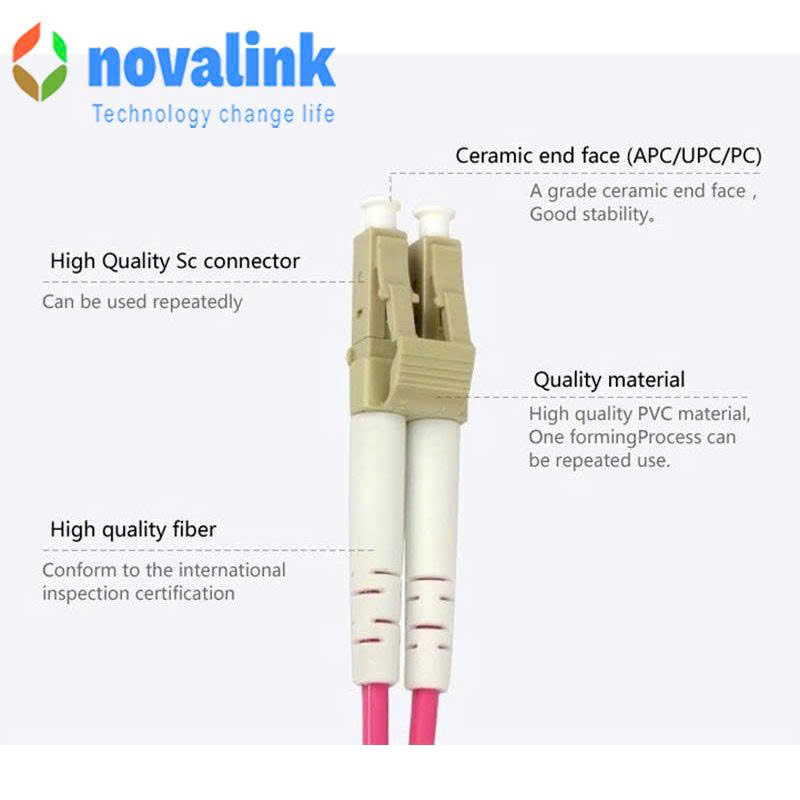 Dây nhẩy quang OM4 dài 10m chuẩn LC/UPC LC/UPC dài 10m chính hãng Novalink NV-61205A